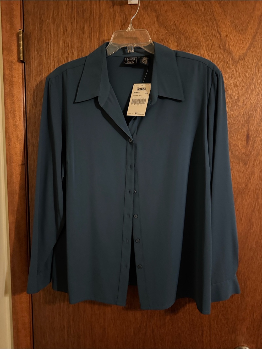 NWT Laura Scott 26 W Women’s Blue Long Sleeve Button-Up Shirt